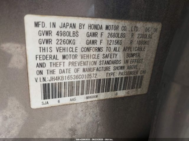 2006 ACURA RL JH4KB16536C010572 Photo 8