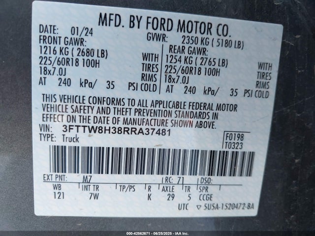 3FTTW8H38RRA37481 Ford 2024