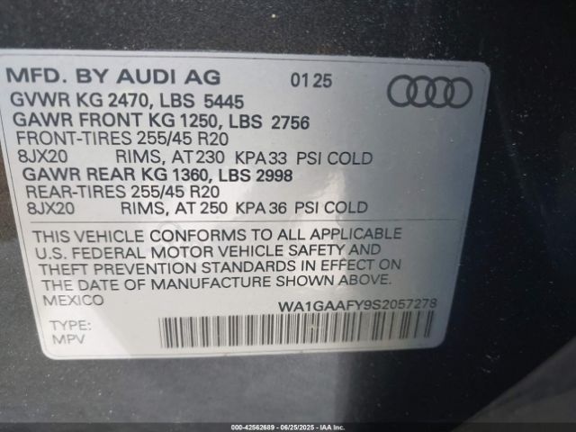 2025 AUDI Q5 WA1GAAFY9S2057278 Photo 8