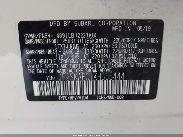 2019 SUBARU FORESTER JF2SKAEC1KH555444 Photo 8