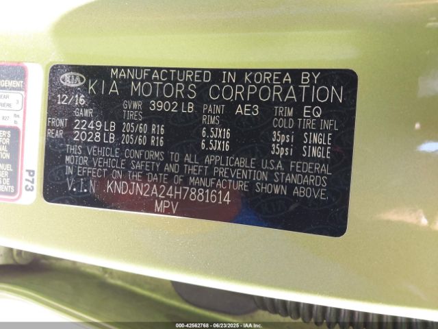 KNDJN2A24H7881614 KIA gdi