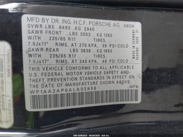 2010 PORSCHE CAYENNE WP1AA2AP6ALA02858 Photo 8