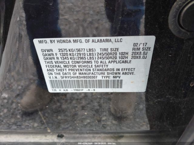 2017 ACURA MDX 5FRYD4H83HB030307 Photo 8