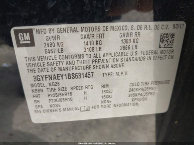 2011 CADILLAC SRX 3GYFNAEY1BS631457 Photo 8