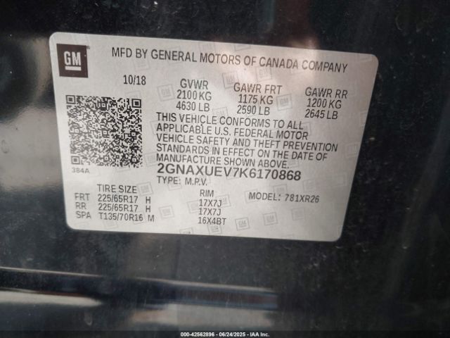 2019 CHEVROLET EQUINOX 2GNAXUEV7K6170868 Photo 8