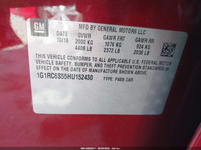 2017 CHEVROLET VOLT 1G1RC6S55HU152430 Photo 8