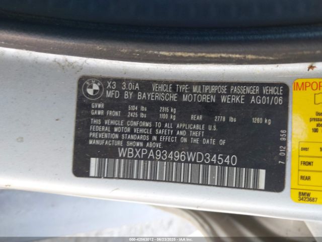 2006 BMW X3 WBXPA93496WD34540 Photo 8