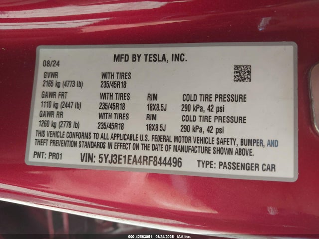 2024 TESLA MODEL 3 5YJ3E1EA4RF844496 Photo 8