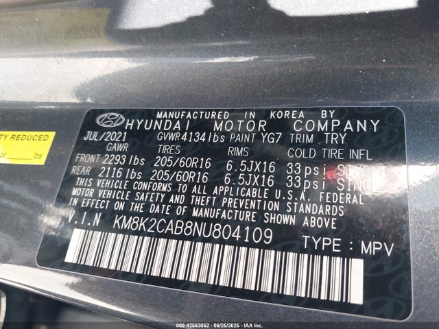 Hyundai mpi nu pe 2022 KM8K2CAB8NU804109 Image 9