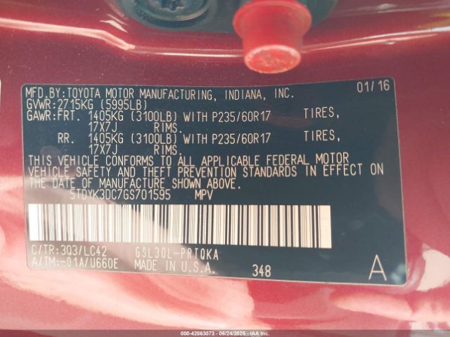 2016 TOYOTA SIENNA 5TDYK3DC7GS701595 Photo 8