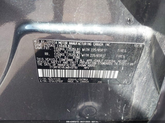2T3RFREV8JW849790 Toyota 2ar-fe