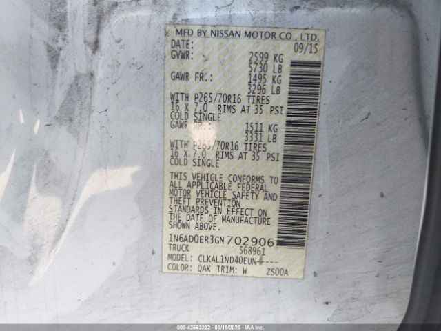 2016 NISSAN FRONTIER 1N6AD0ER3GN702906 Photo 8