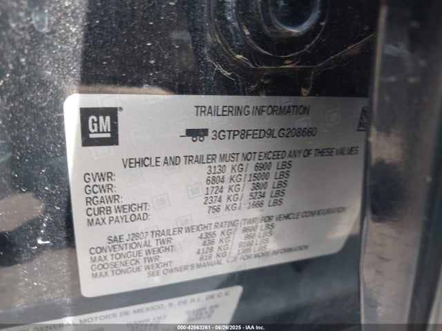 GMC l84 - di, dfm, alum, gen 5, var 2 2020 3GTP8FED9LG208660 Image 9