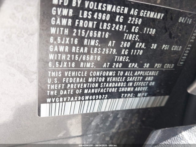 WVGBV7AX9GW609072 Volkswagen Tiguan