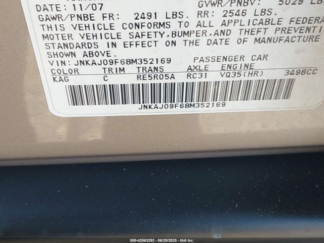 2008 INFINITI EX35 JNKAJ09F68M352169 Photo 8
