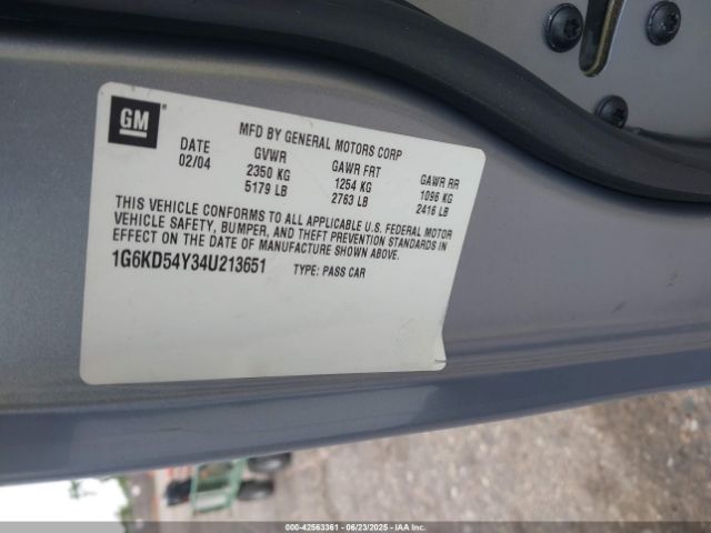 2004 CADILLAC DEVILLE 1G6KD54Y34U213651 Photo 8