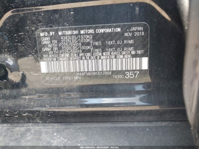 2019 MITSUBISHI OUTLANDER SPORT JA4AP3AUXKU012858 Photo 8