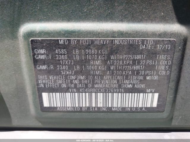 4S4BRBCCXE3269916 Subaru 2.5na u5
