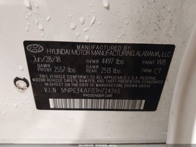 2018 HYUNDAI SONATA 5NPE34AF0JH724265 Photo 8