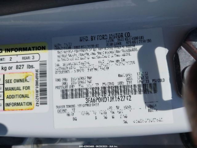 2018 FORD FUSION 3FA6P0HD1JR162742 Photo 8