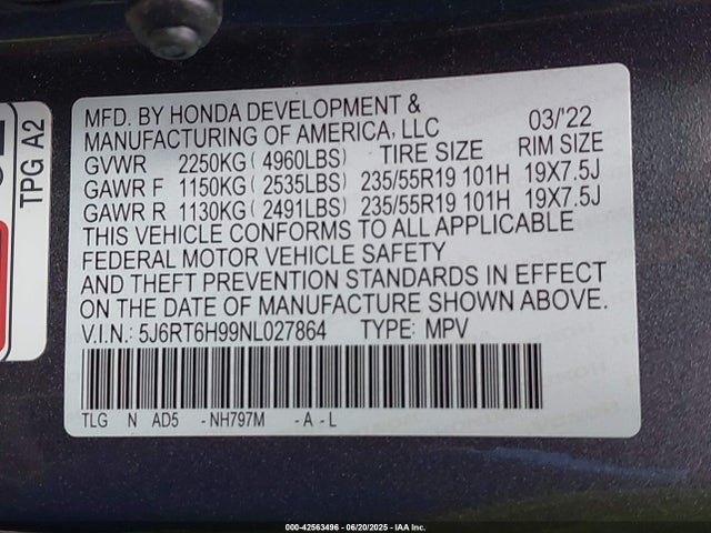 5J6RT6H99NL027864 Honda lfb2