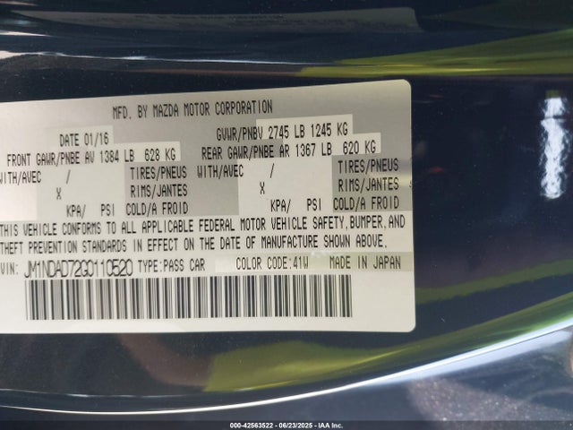 Продаж на аукціоні авто 2016 Mazda Mx-5 Miata Grand Touring, vin: JM1NDAD72G0110520, номер лоту: 42563522