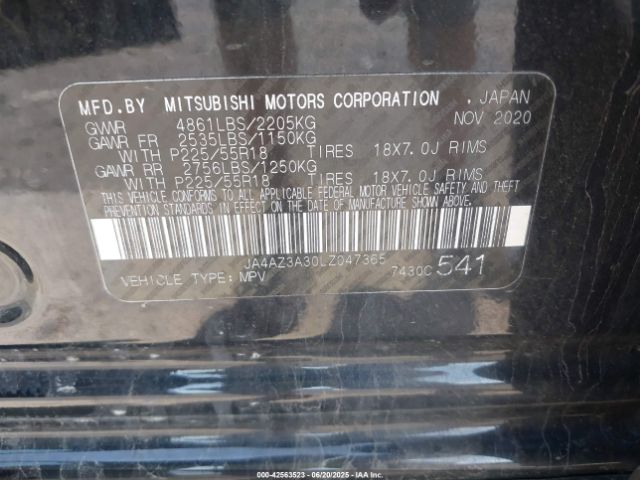 2020 MITSUBISHI OUTLANDER JA4AZ3A30LZ047365 Photo 8