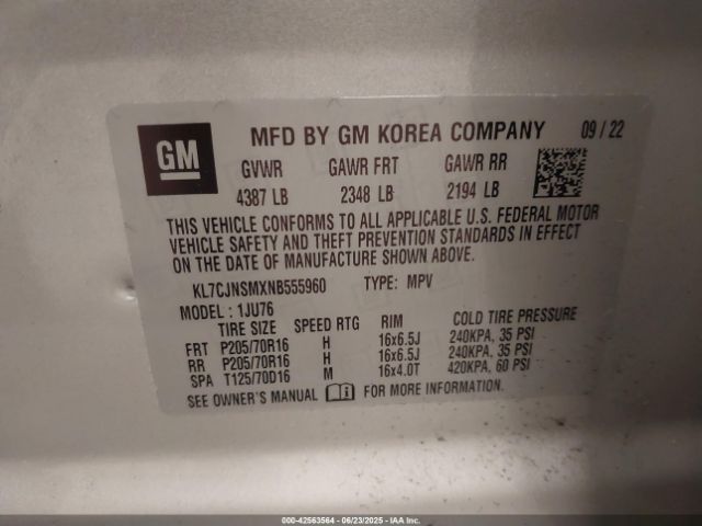 2022 CHEVROLET TRAX KL7CJNSMXNB555960 Photo 8