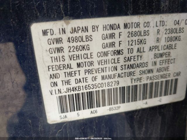2005 ACURA RL JH4KB16535C018279 Photo 8
