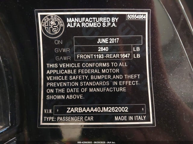 ZARBAAA40JM262002 Alfa Romeo 960a1047