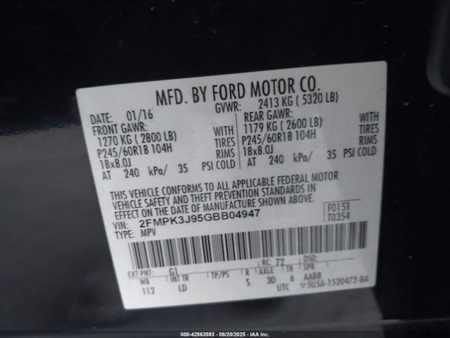 2FMPK3J95GBB04947 Ford 2016
