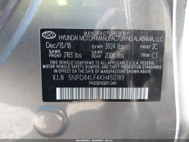 2019 HYUNDAI ELANTRA 5NPD84LF4KH450189 Photo 8