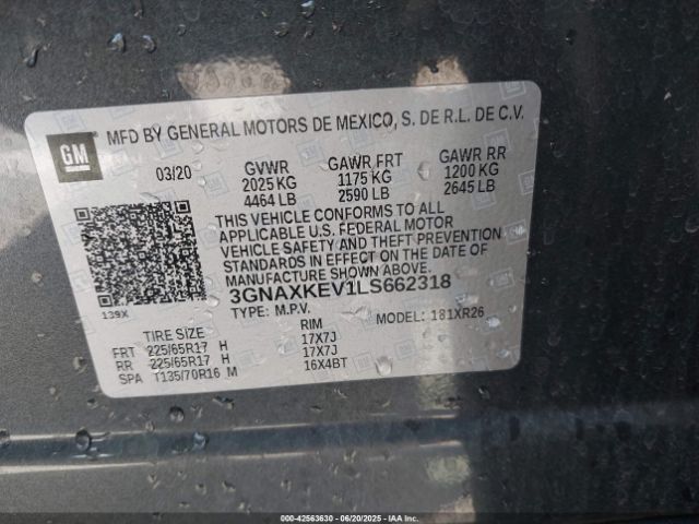 2020 CHEVROLET EQUINOX 3GNAXKEV1LS662318 Photo 8
