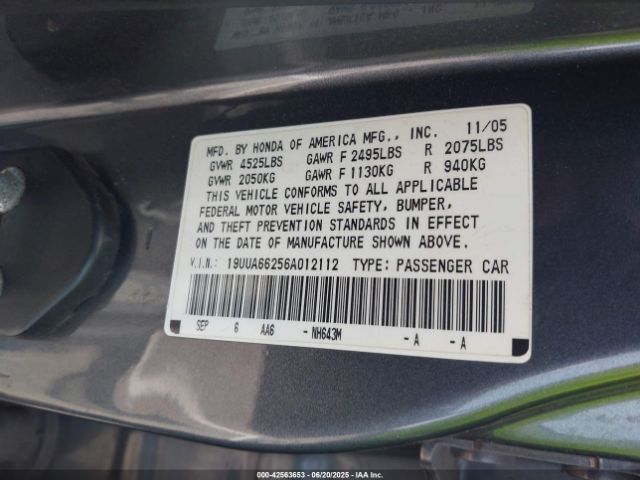 2006 ACURA TL 19UUA66256A012112 Photo 8