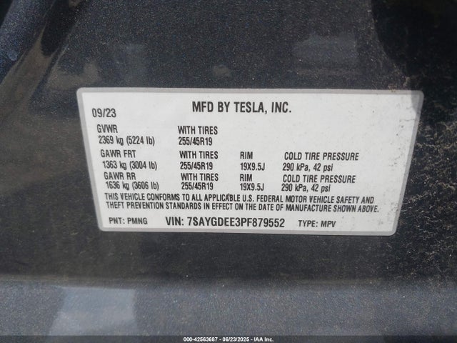 7SAYGDEE3PF879552 Tesla 2023