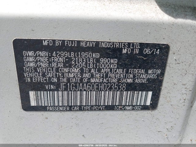 Subaru Impreza 2014 JF1GJAA60EH023538 Image 9