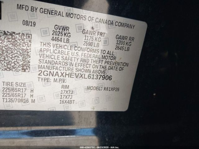 2020 CHEVROLET EQUINOX 2GNAXHEVXL6137906 Photo 8