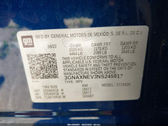 3GNAXNEV3NS245917 Chevrolet lyx