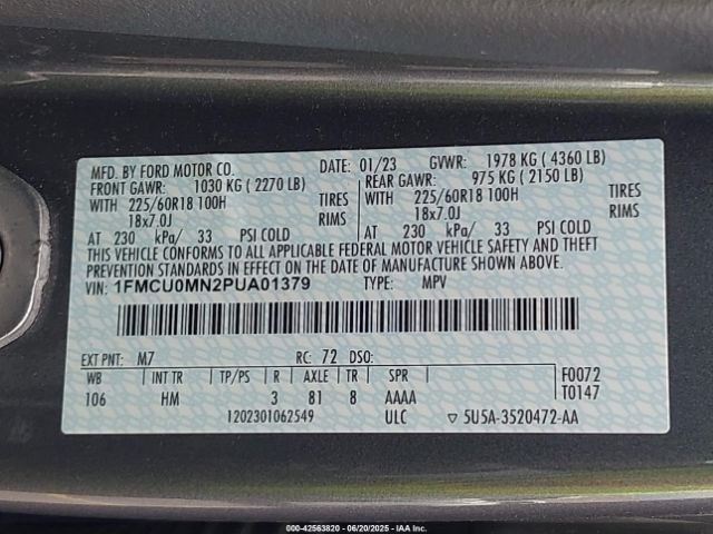 2023 FORD ESCAPE 1FMCU0MN2PUA01379 Photo 8