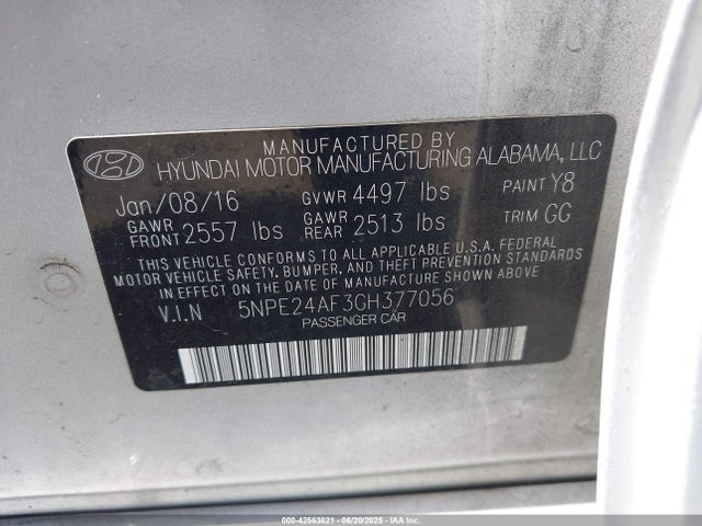 5NPE24AF3GH377056 Hyundai dohc gdi theta-ii