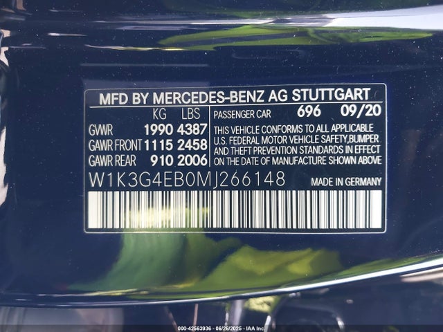 W1K3G4EB0MJ266148 Mercedes-Benz m260