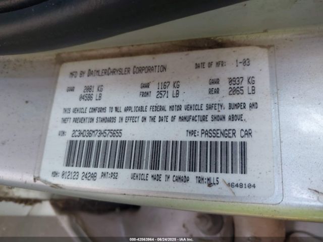 2003 CHRYSLER CONCORDE 2C3HD36M73H575655 Photo 8