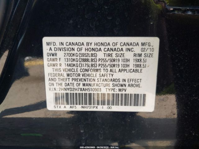 2010 ACURA MDX 2HNYD2H7XAH510903 Photo 8