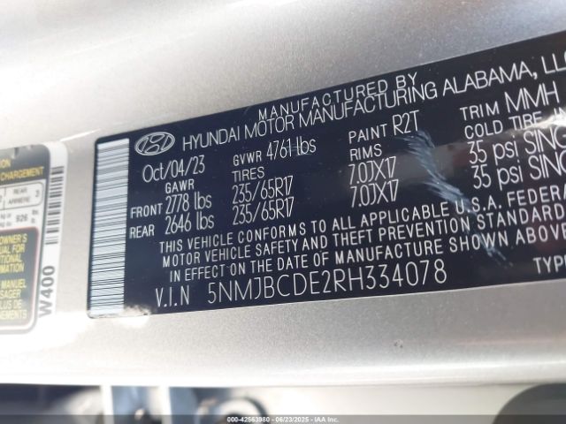2024 HYUNDAI TUCSON 5NMJBCDE2RH334078 Photo 8