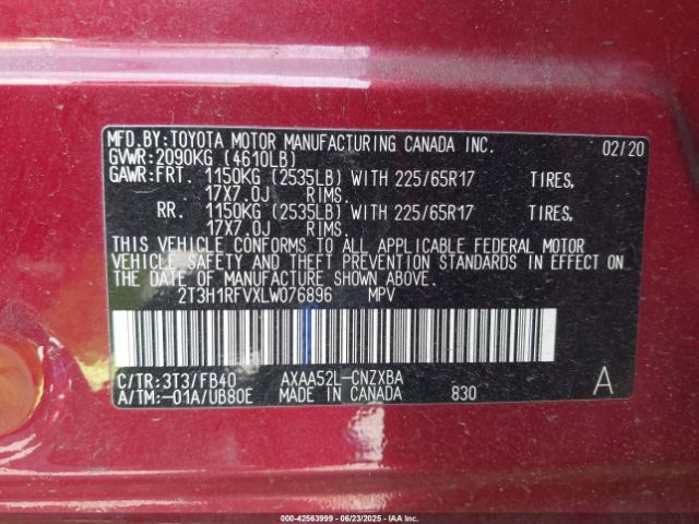2020 TOYOTA RAV4 2T3H1RFVXLW076896 Photo 8