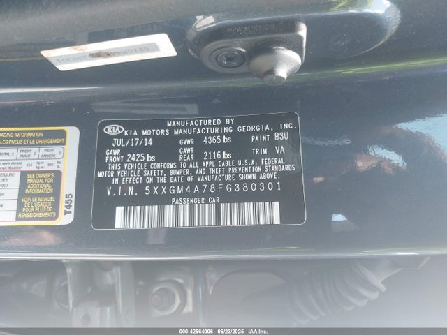5XXGM4A78FG380301 KIA dohc gdi theta ii