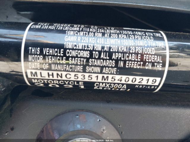 2021 HONDA CMX300 MLHNC5351M5400219 Photo 9