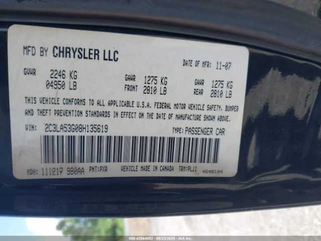 2008 CHRYSLER 300 2C3LA53G08H135619 Photo 8