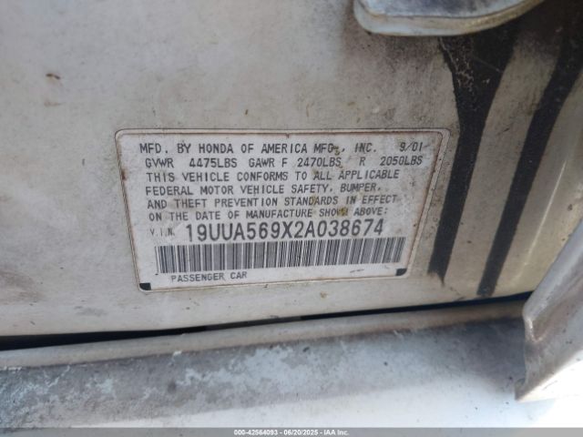 2002 ACURA 3.2TL 19UUA569X2A038674 Photo 8