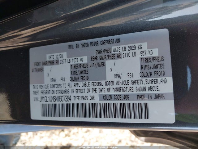 JM1GL1UM8M1607384 Mazda py cylinder deactiviation